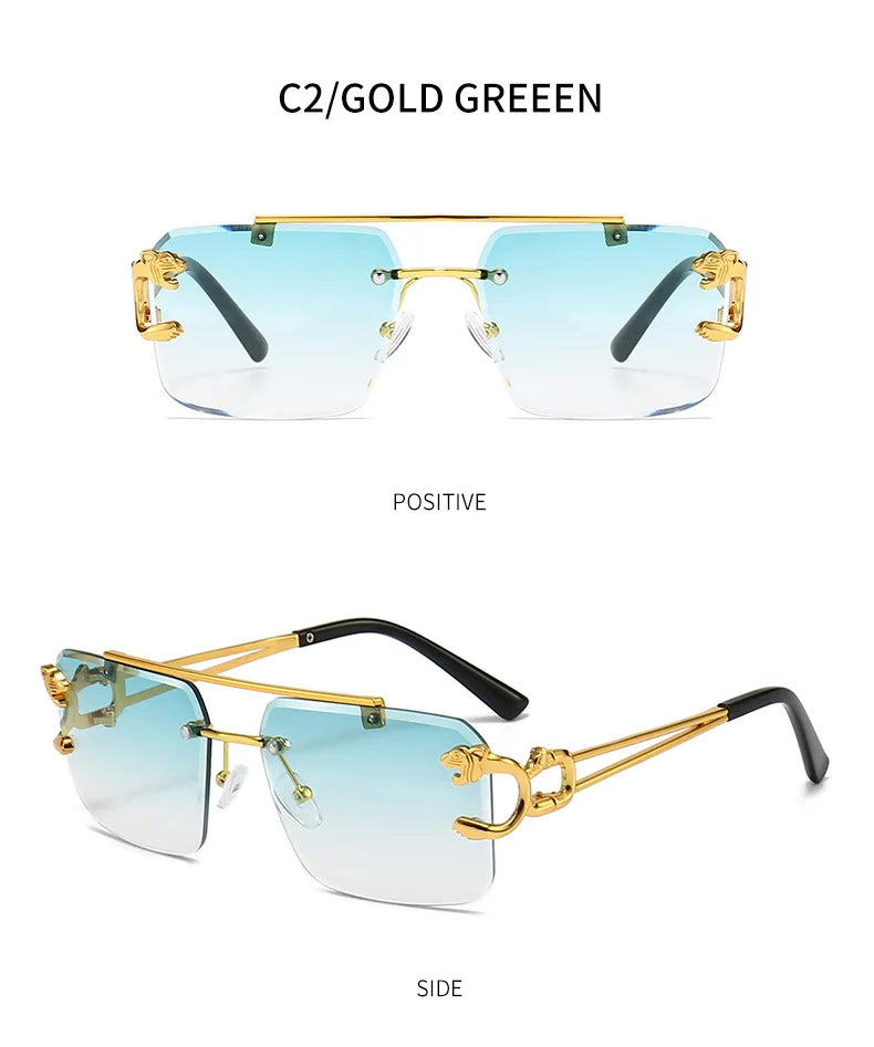 Vintage Rimless Oversized Square Sunglasses