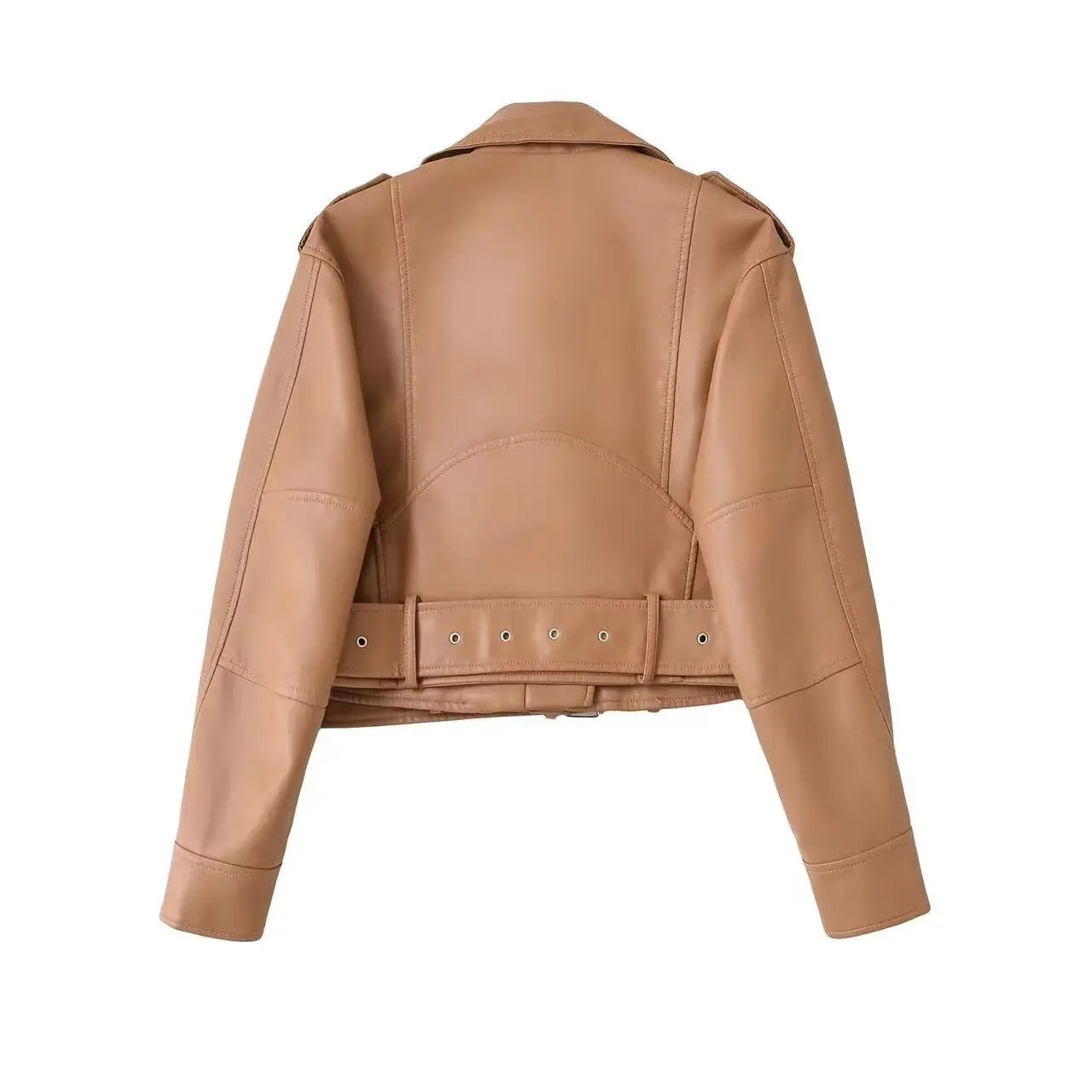 Faux PU Motorcycle Short Leather Jacket