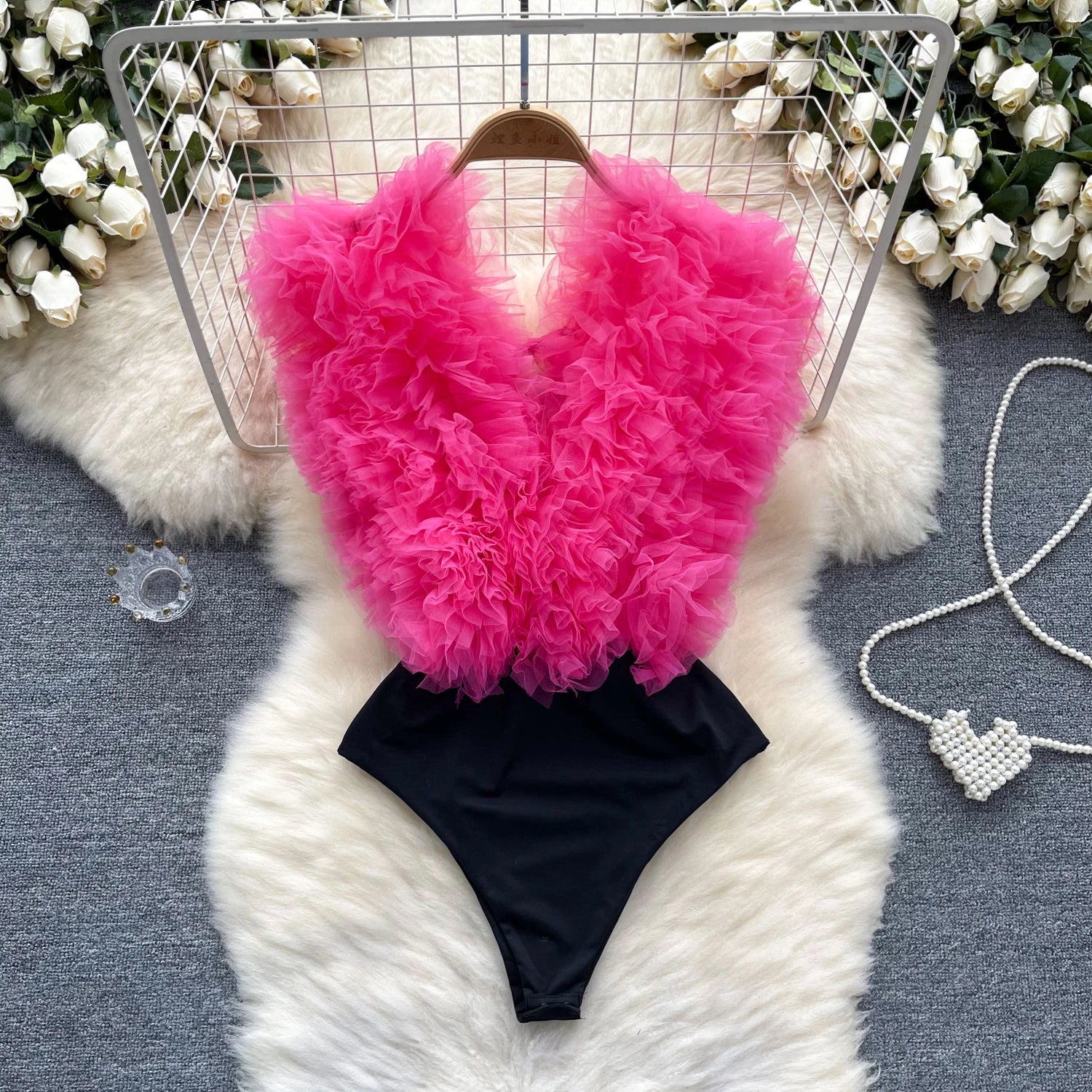 3D Flowers Spliced Sheath Backless Bodysuits