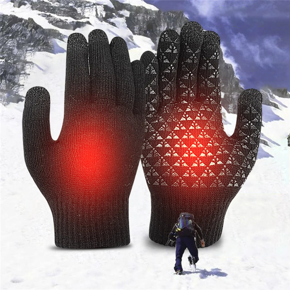 Winter Snowboard Touch Screen Knitted Gloves Hand Warmer Outdoor Riding Skiing Mitten for Cycling Driving Hiking Walking