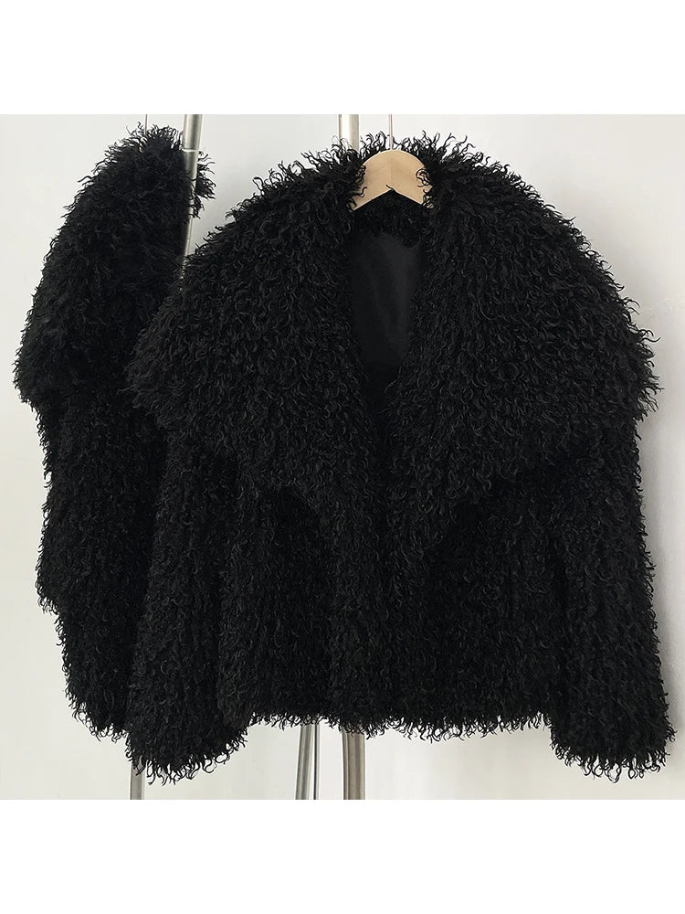 Faux Fur Long Sleeve Thick Warm Overcoat Outwear Fluffy Coat