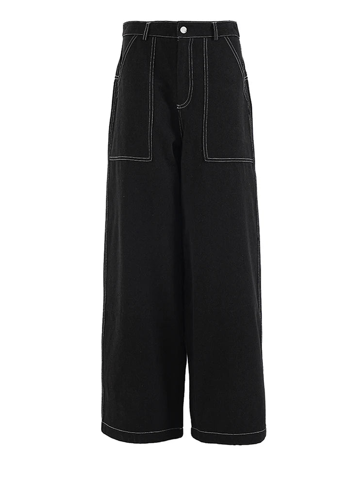 Big Size Denim Jacket Wide Leg Trousers Women's Two Piece Suit