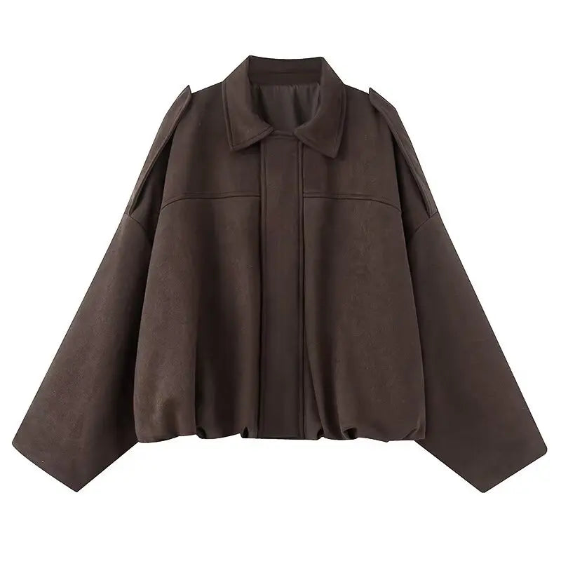 Loose Pilot Autumn Faux Suede Texture Jacket