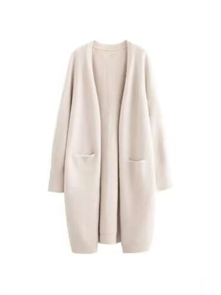 Loose Thick Warm  V Neck Long Knitted Cardigan