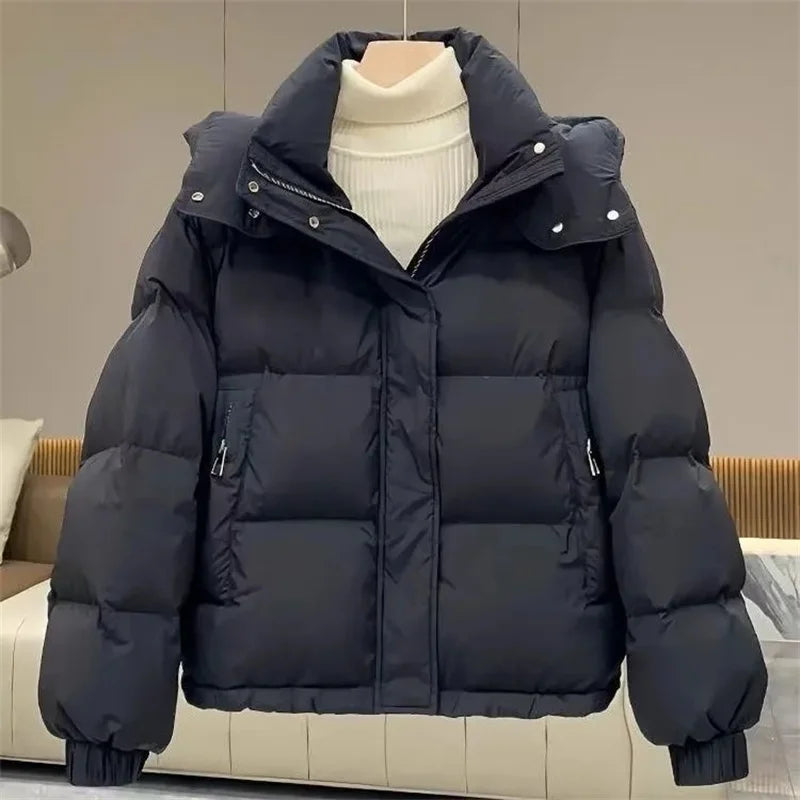 Cotton-Padded Down Parkas Short Bread Outerwear Hooded Cotton Jacket