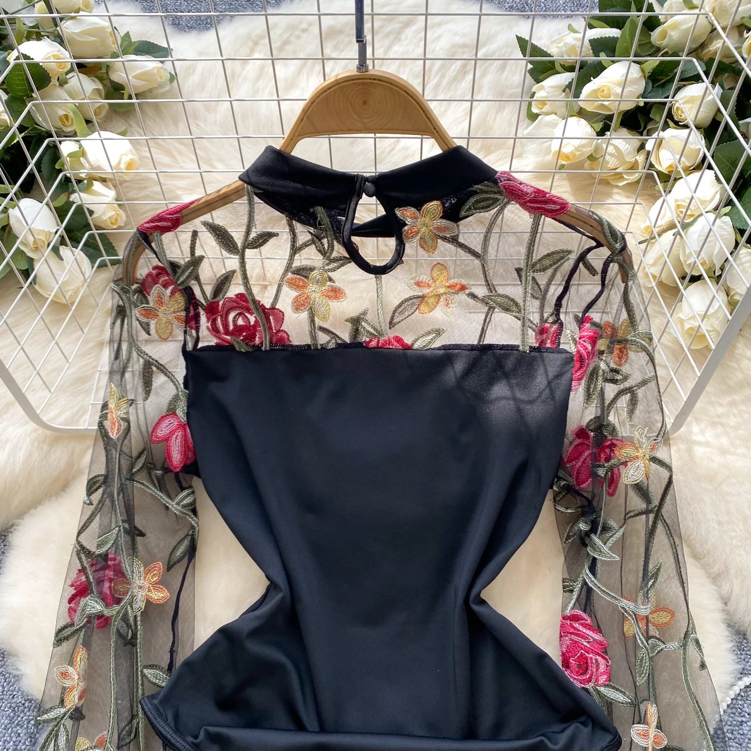 Vintage Embroidery Gauze Bodysuits