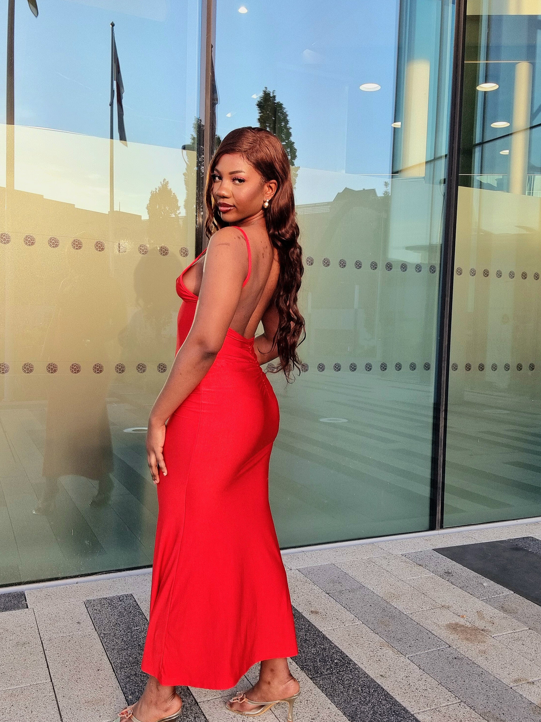 Spaghetti Strap Low-cut Deep V Neck Slim Bodycon Maxi Dress